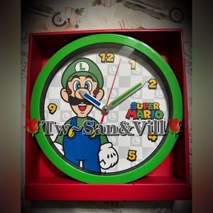 Super Mario Wall Clock Luigi Green Round New 12"